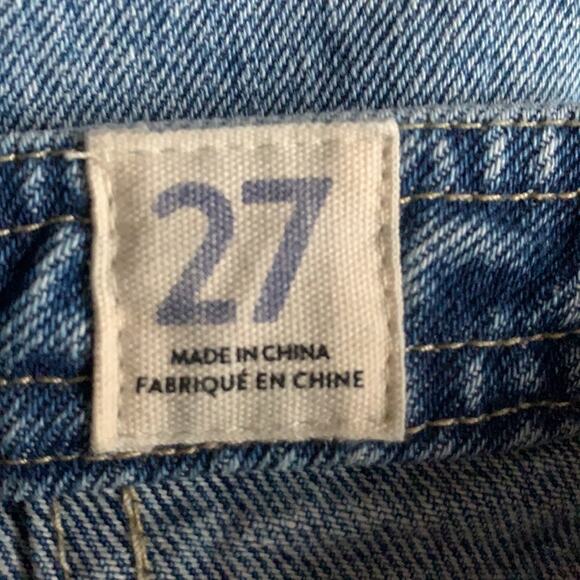 We the Free High Waist Pleated Paperbag Mom Stone Wash Denim Jeans W-848 Size 27 - Picture 8 of 10